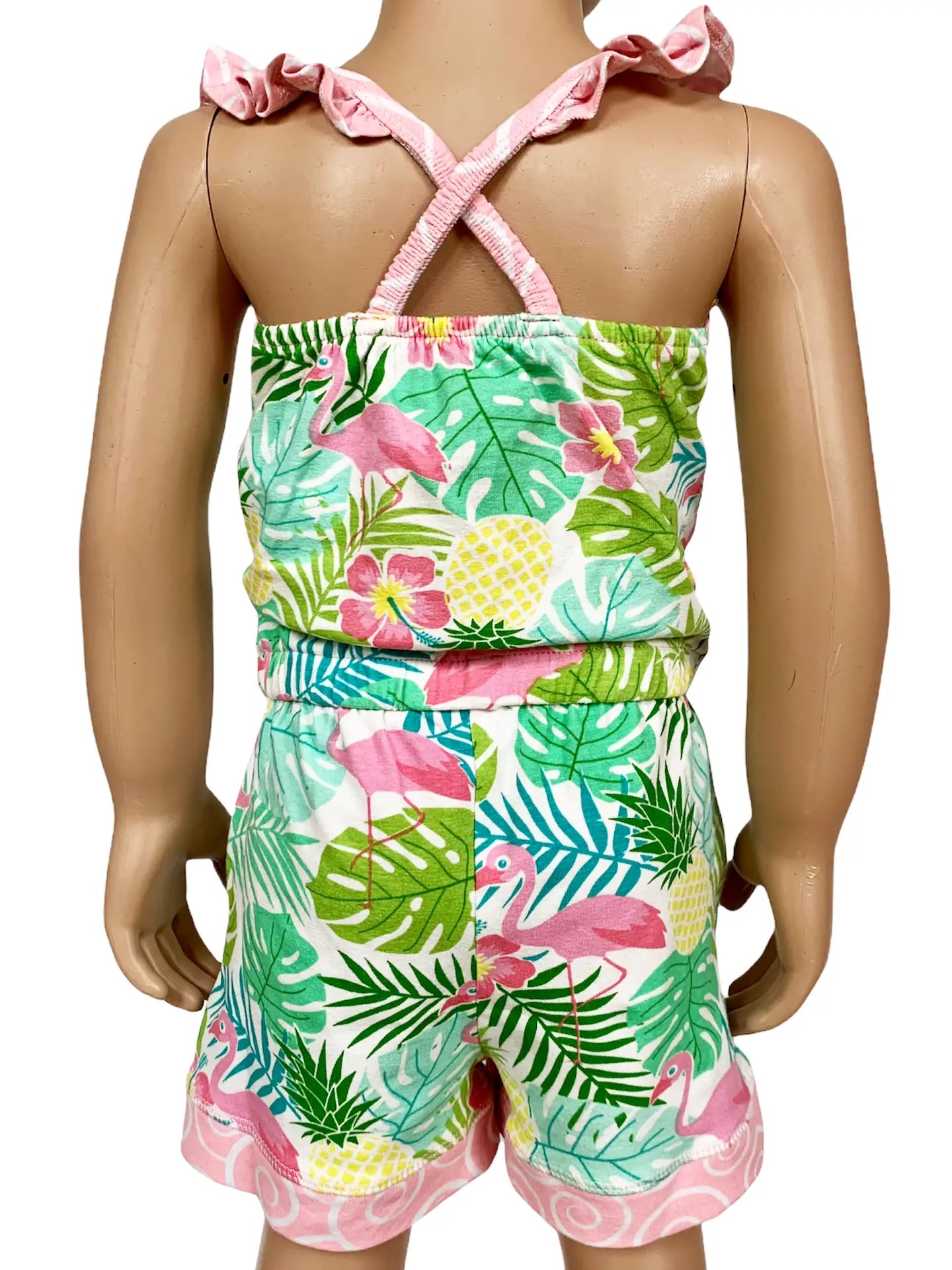 Tropical Flamingo Girls Shorts Jumpsuit