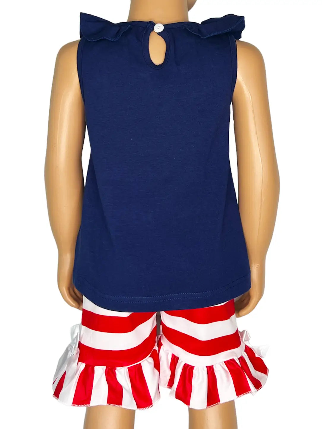 Girls Nautical Sailboat Tank & Ruffle Shorts Outfit Summer