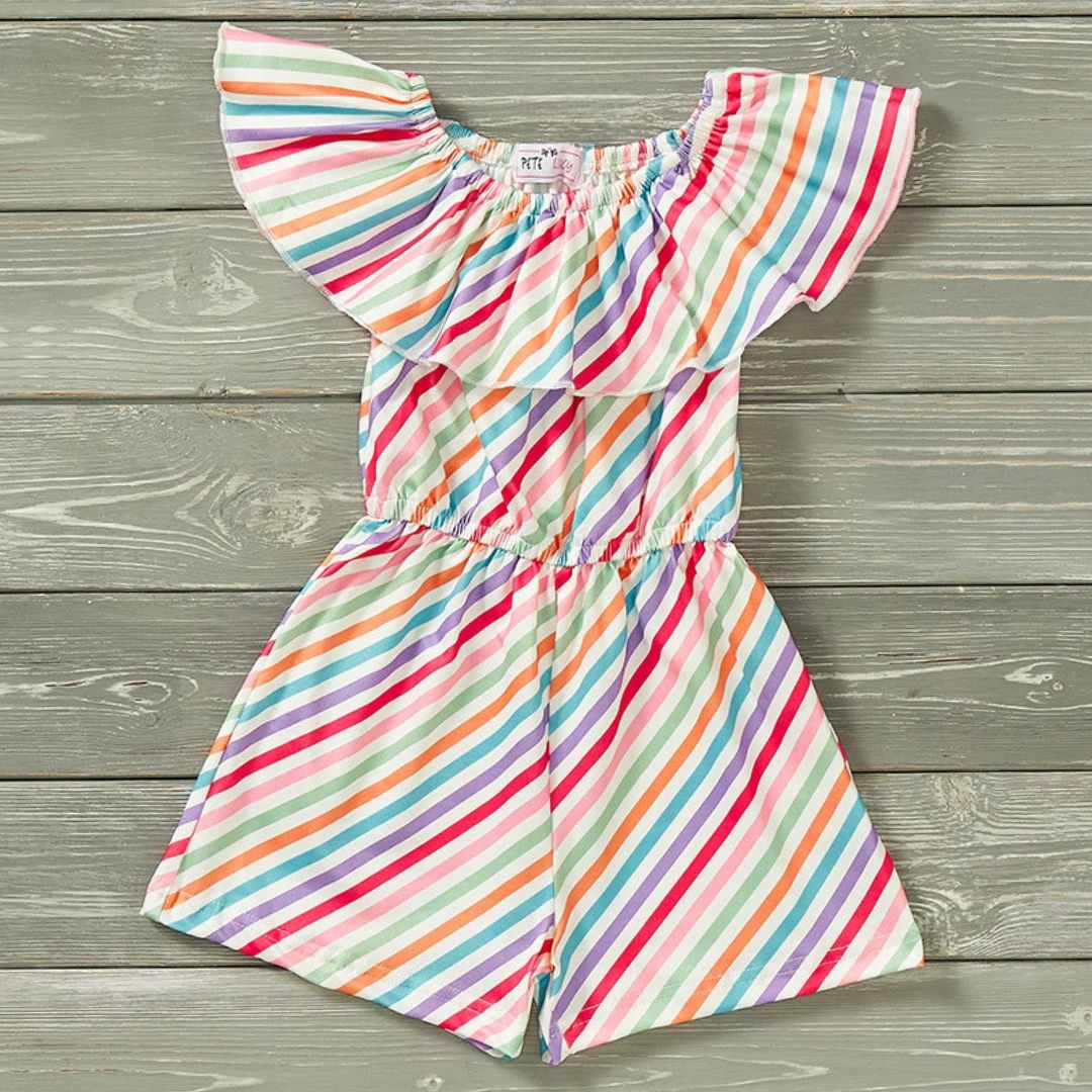 Girls Summer Rainbow Romper