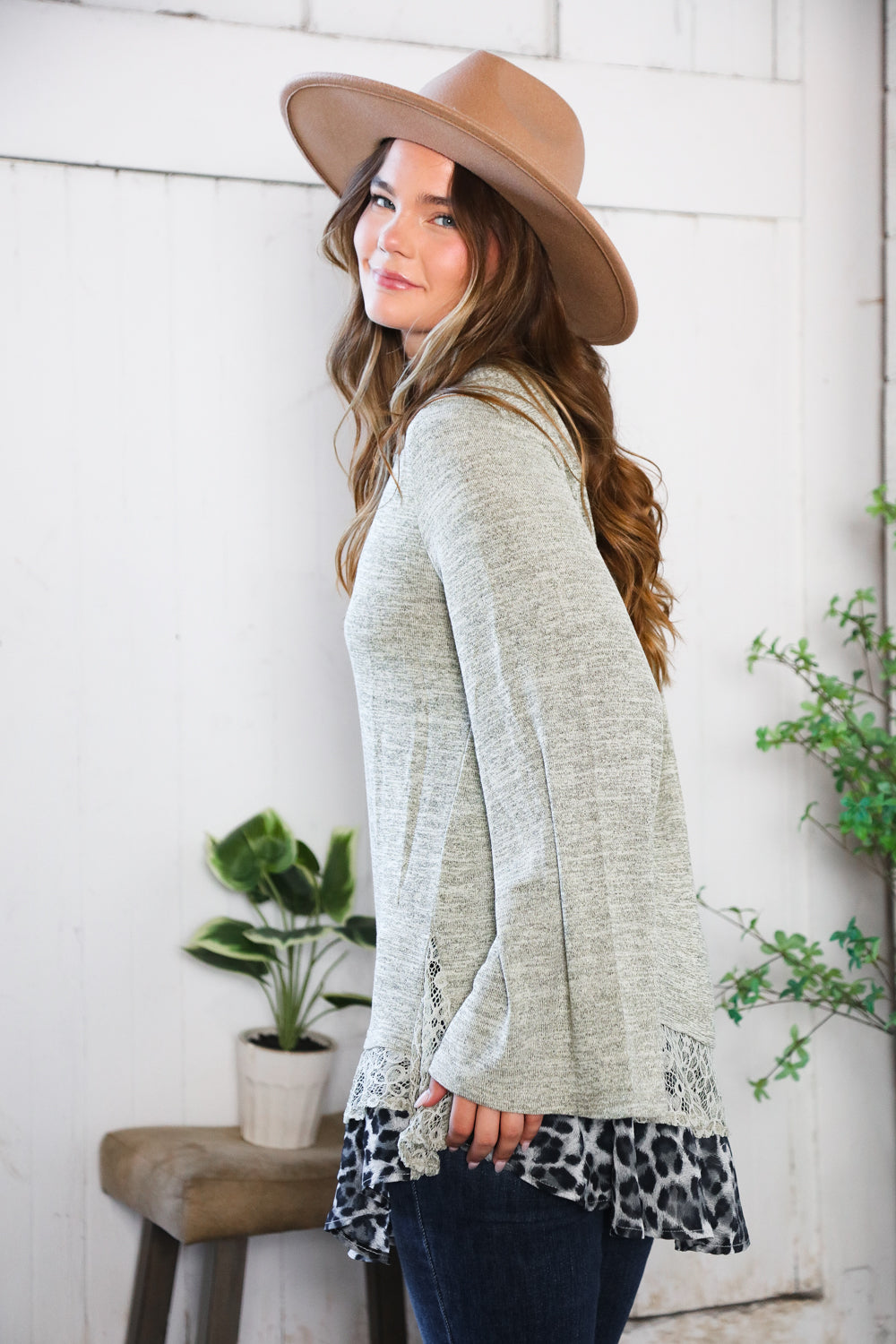 For the Love of Lace Leopard Trim Sweater