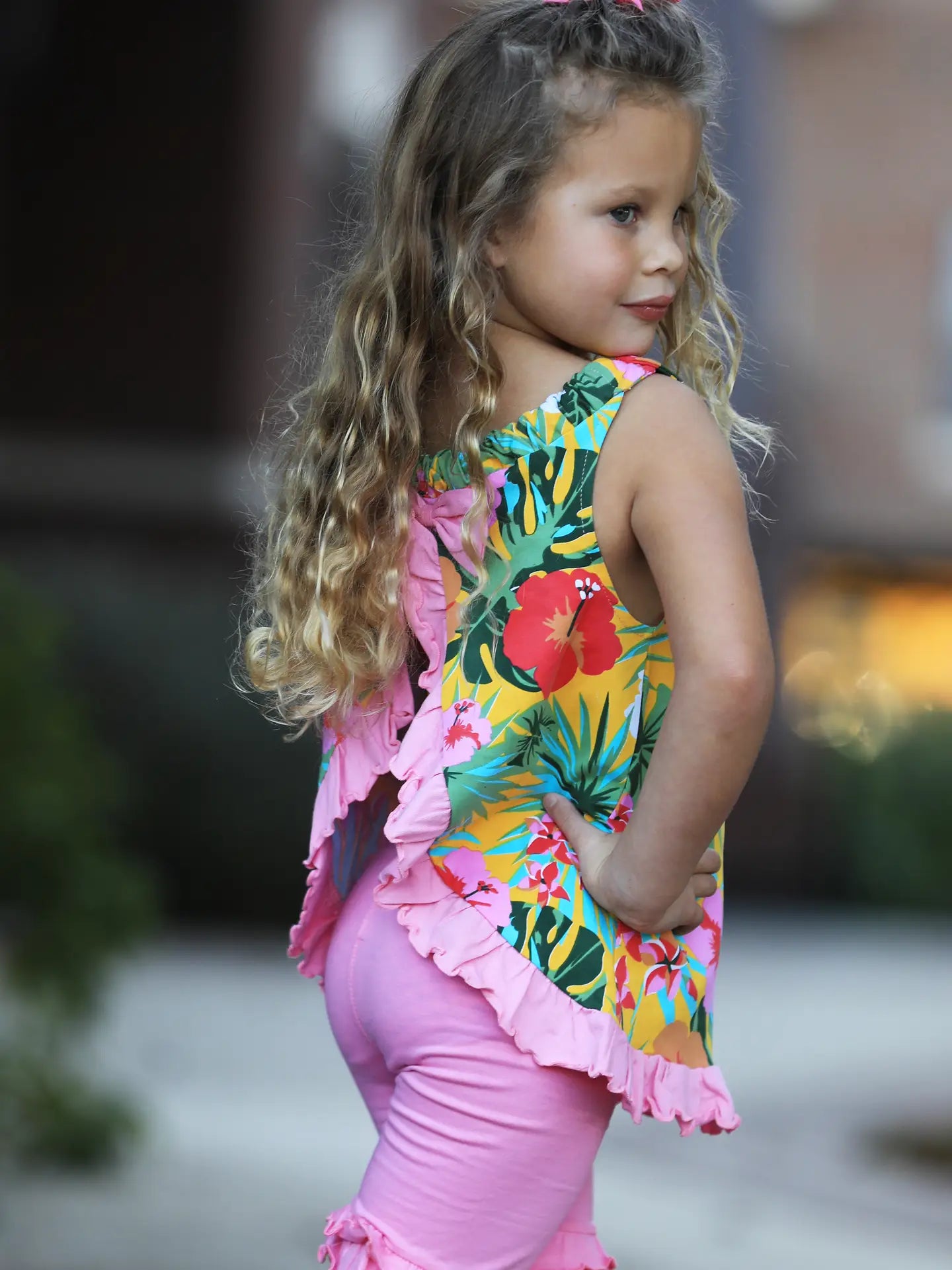 Girls Spring Swing Tank Top Tropical Hibiscus Kids Clothing