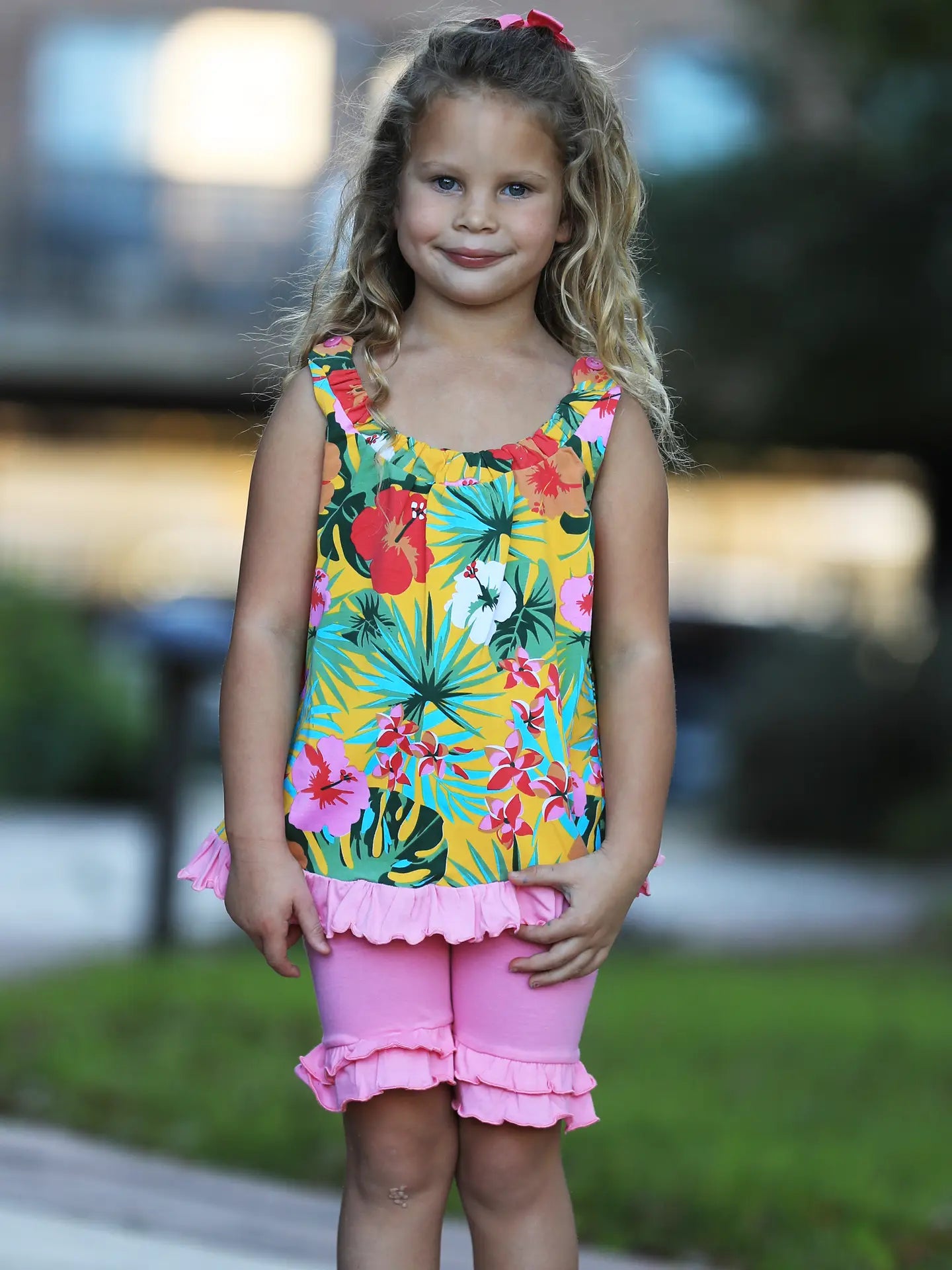 Girls Spring Swing Tank Top Tropical Hibiscus Kids Clothing