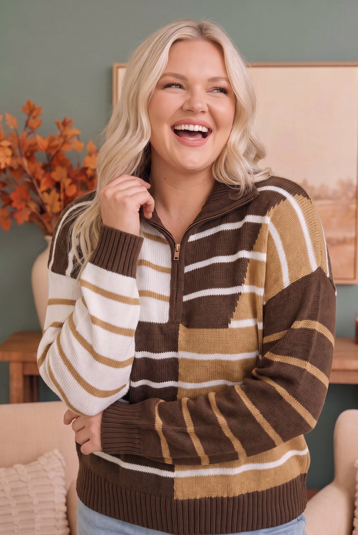 Prep School Chic Quarter Zip Sweater