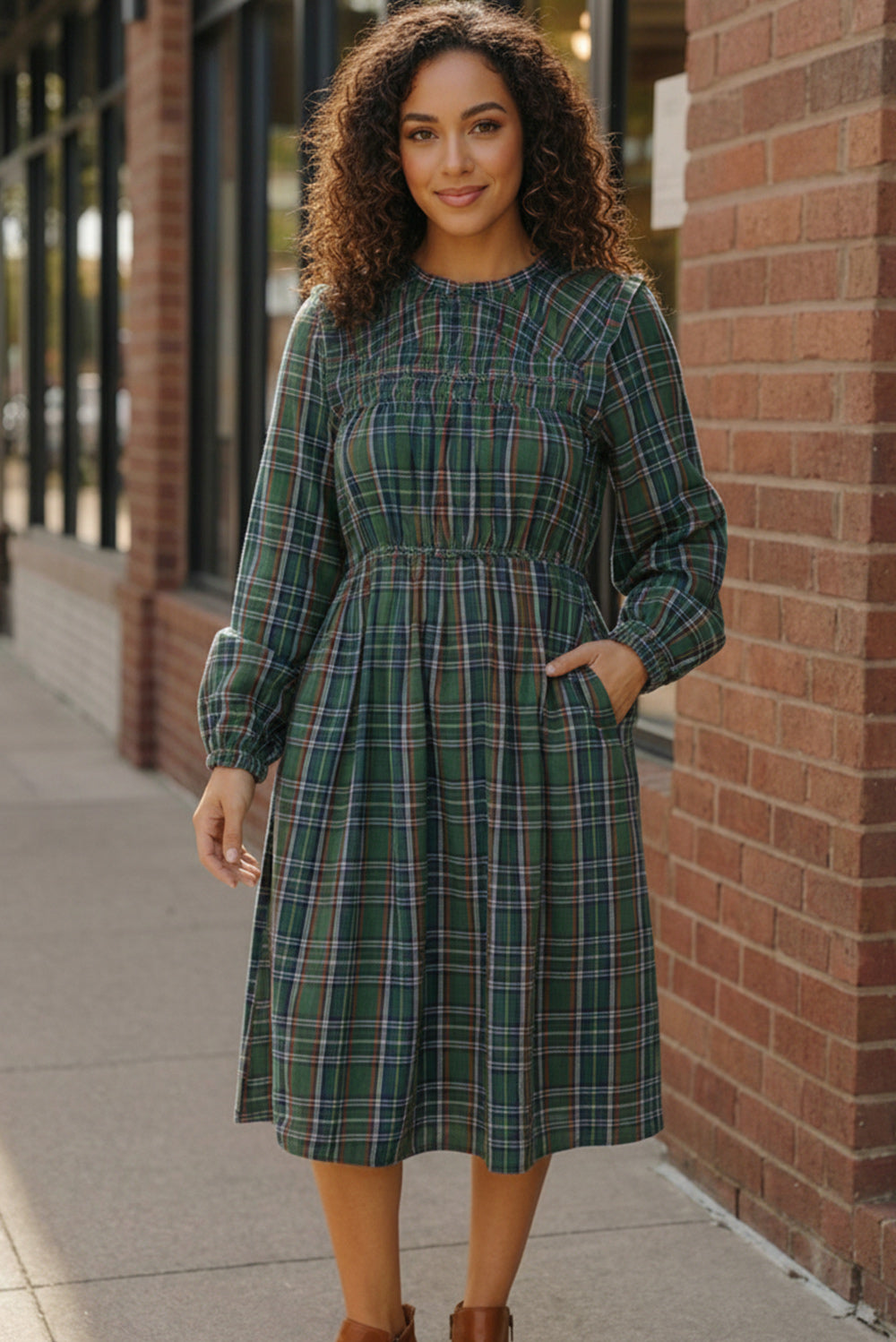 Cedar Lane Plaid Midi Dress  Dreamers & Doers Boutique